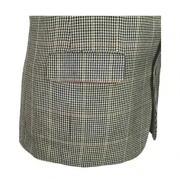Gieves & Hawkes Men 43 R Houndstooth 2 Button Bespoke Blazer Silk Wool Black Tan - Picture 2 of 8
